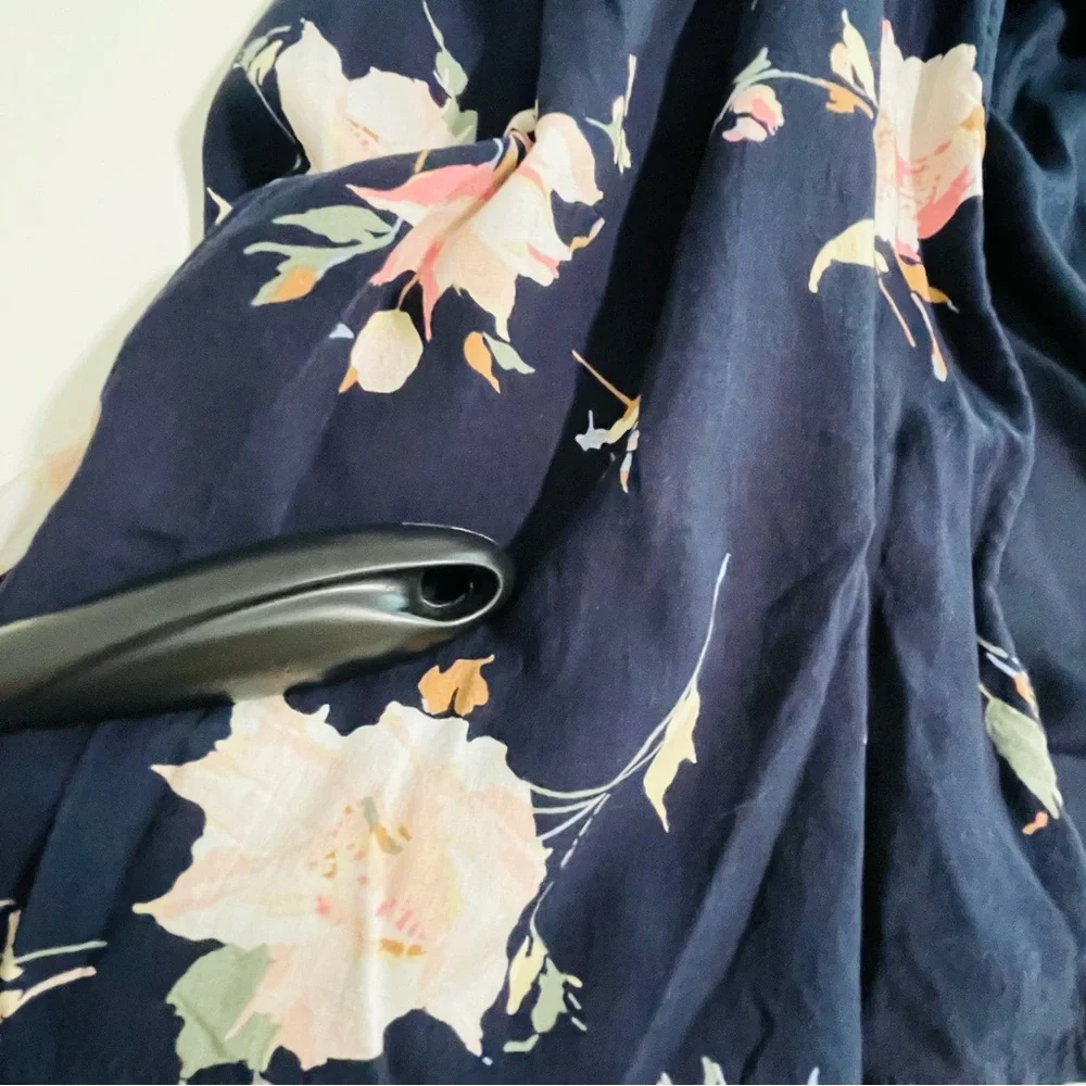 Abercrombie and Fitch Floral Wrap Dress Navy Blue Size Small Y2K Romantic
